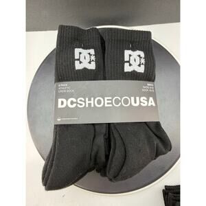 DC SHOES 8 Pack Mens Black Crew Socks Athletic Cushioned Shoe Sizes 8-12 Skater